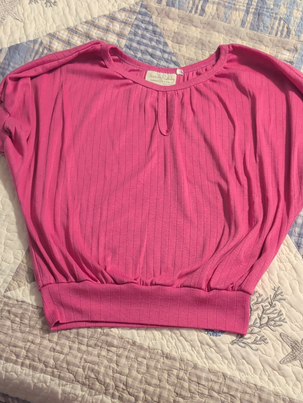 Diane Von Furstenberg Ribbed Pink Top